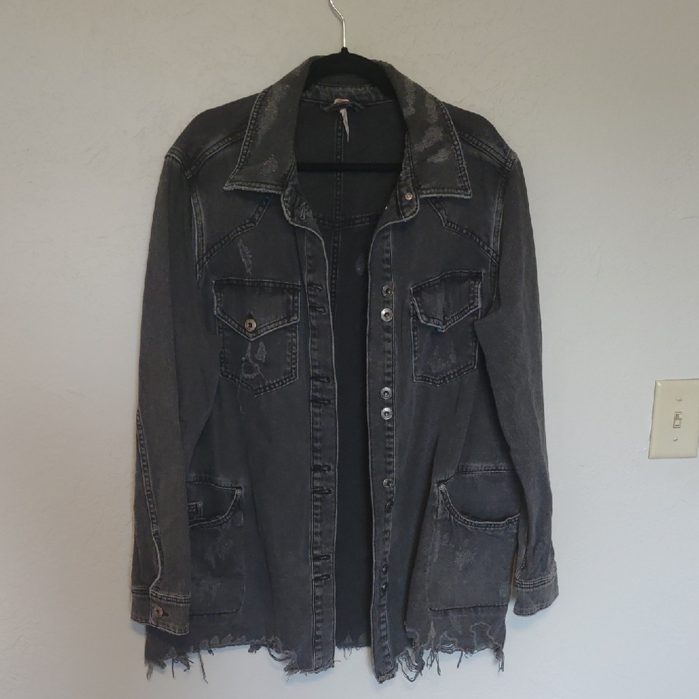 Free People Black Denim Shacket
